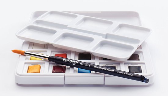 Foto: Van gogh aquarelverf pocket box basic colours met 12 kleuren in halve napjes