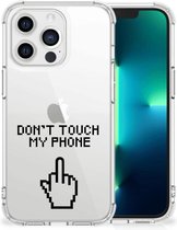 Smartphonehoesje Geschikt voor iPhone 13 Pro Telefoon Hoesje met doorzichtige rand Finger Don't Touch My Phone