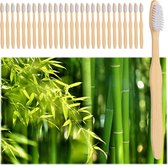 Relaxdays bamboe tandenborstels - set van 24 - handtandenborstel - duurzaam - natuurlijk - wit