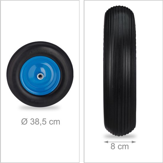 Relaxdays kruiwagenwiel 4.80 4.00-8 - rubberband - stalen velg - tot 120 kg - zwart-blauw van Relaxdays — afbeelding 3