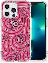 Anti Shock Case Geschikt voor Apple iPhone 13 Pro Telefoonhoesje met doorzichtige rand Swirl Pink