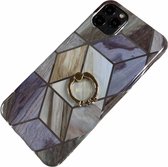 Apple iPhone Xs Max - Silicone ring triangle zacht hoesje Lilly grijs - Geschikt voor