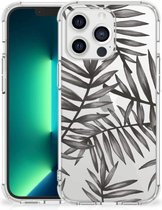 Leuk TPU Back Cover Geschikt voor iPhone13 Pro Max Telefoonhoesje met doorzichtige rand Leaves Grey