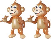 2x Opblaasbare aapjes 50 cm - Fun en feest opblaasartikelen