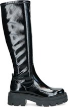 Sacha - Dames - Zwarte hoge laarzen met lak look - Maat 37