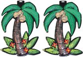 3x stuks hawaii wanddecoratie palmboom 50 cm van plastic - Feestartikelen-versiering-decoraties