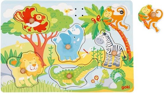 Goki 57398 puzzel Contourpuzzel 6 stuk(s) Dieren