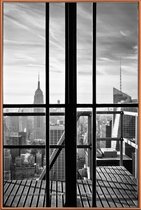 JUNIQE - Poster met kunststof lijst Een venster op de wereld -20x30