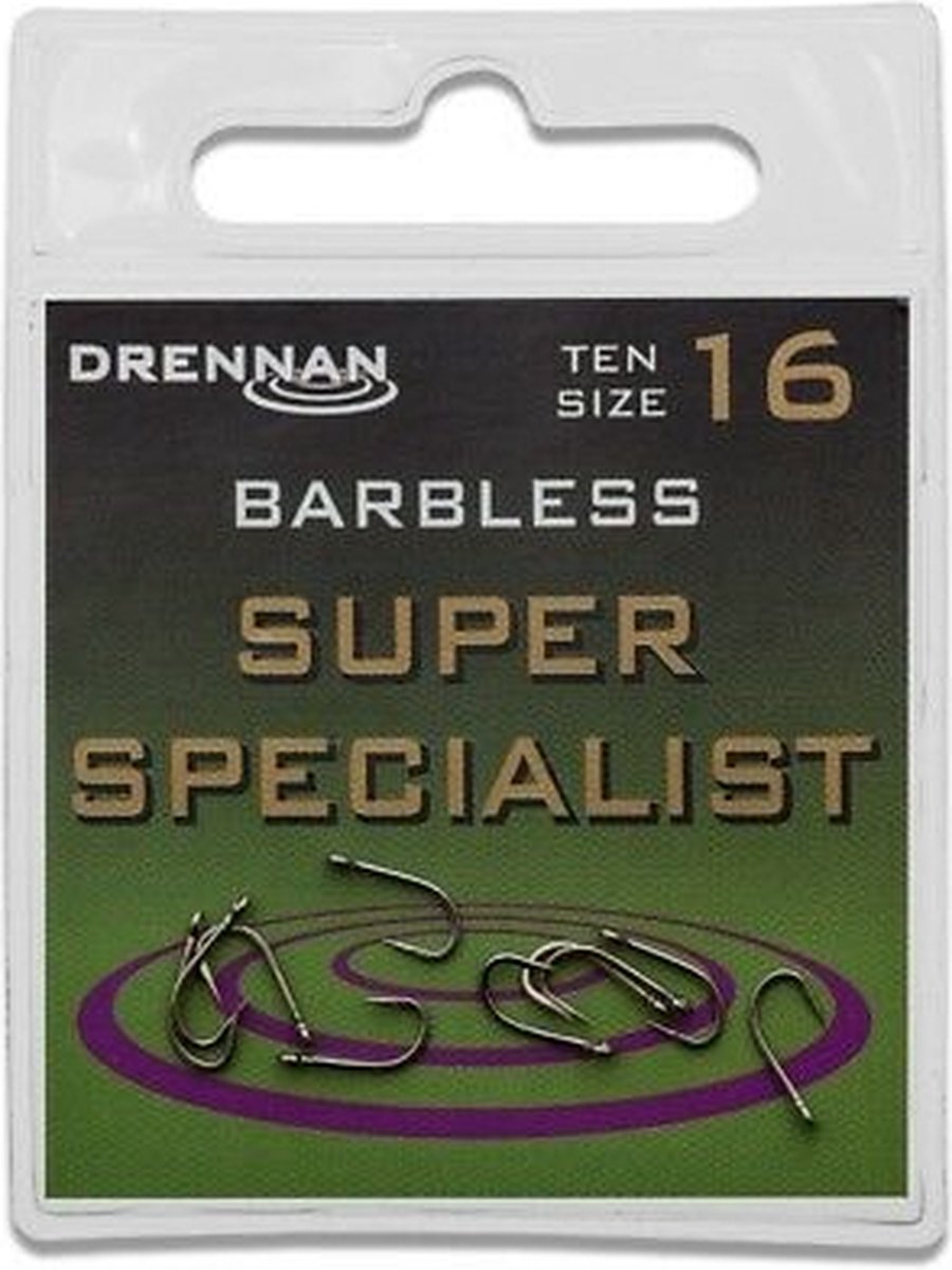 Drennan Eyed Specimen Super Specialist Barbless (10 pcs) - Maat : 4