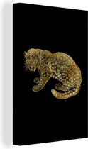 Image Vintage d'un jaguar africain en or sur fond blanc 120x180 cm - Tirage photo sur toile (Décoration murale salon / chambre) XXL / Groot format!