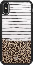 iPhone X/XS hoesje glass - Luipaard strepen | Apple iPhone Xs case | Hardcase backcover zwart