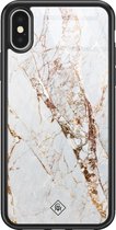 iPhone X/XS hoesje glass - Marmer goud | Apple iPhone Xs case | Hardcase backcover zwart