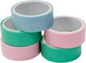 washi-tape 3 meter papier pastel 5 stuks