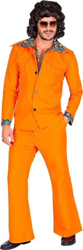 Widmann - 100% NL & Oranje Kostuum - Oranje 1974 Stijl - Man - Blauw, Oranje - Medium - Carnavalskleding - Verkleedkleding