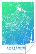 Poster Stadskaart - Zoetermeer - Blauw - Nederland - 40x60 cm - Plattegrond