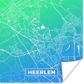 Poster Stadskaart - Heerlen - Nederland - Blauw - 75x75 cm - Plattegrond