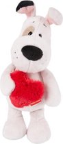knuffel Love Hondje junior 27 cm polyester wit/rood