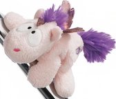 knuffeleenhoorn junior 12 cm pluche roze/paars