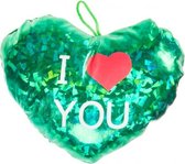 knuffelhart I love you metallic 16 cm groen