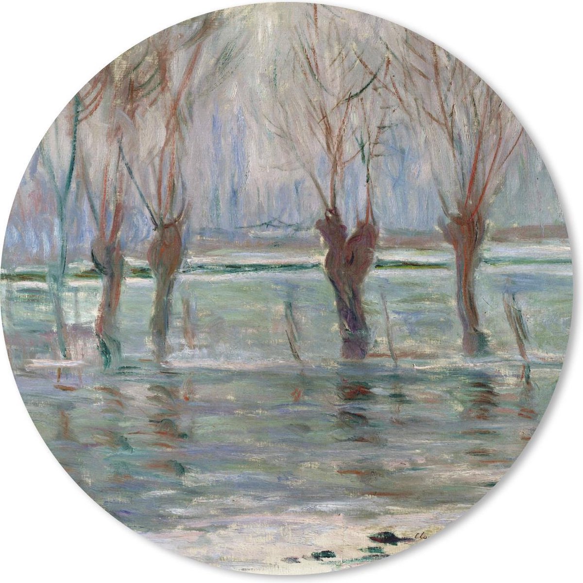 Muismat rond 40x40 cm - Mousepad Watervloed - Claude Monet - Ronde muismatten