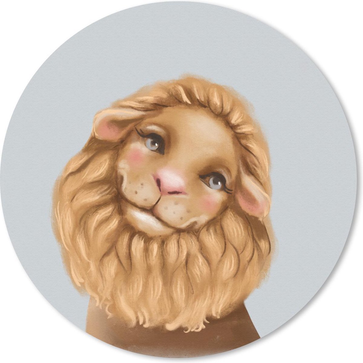 Muismat rond 30x30 cm - Mousepad Leeuw - Kinderen - Grijs - Ronde muismatten