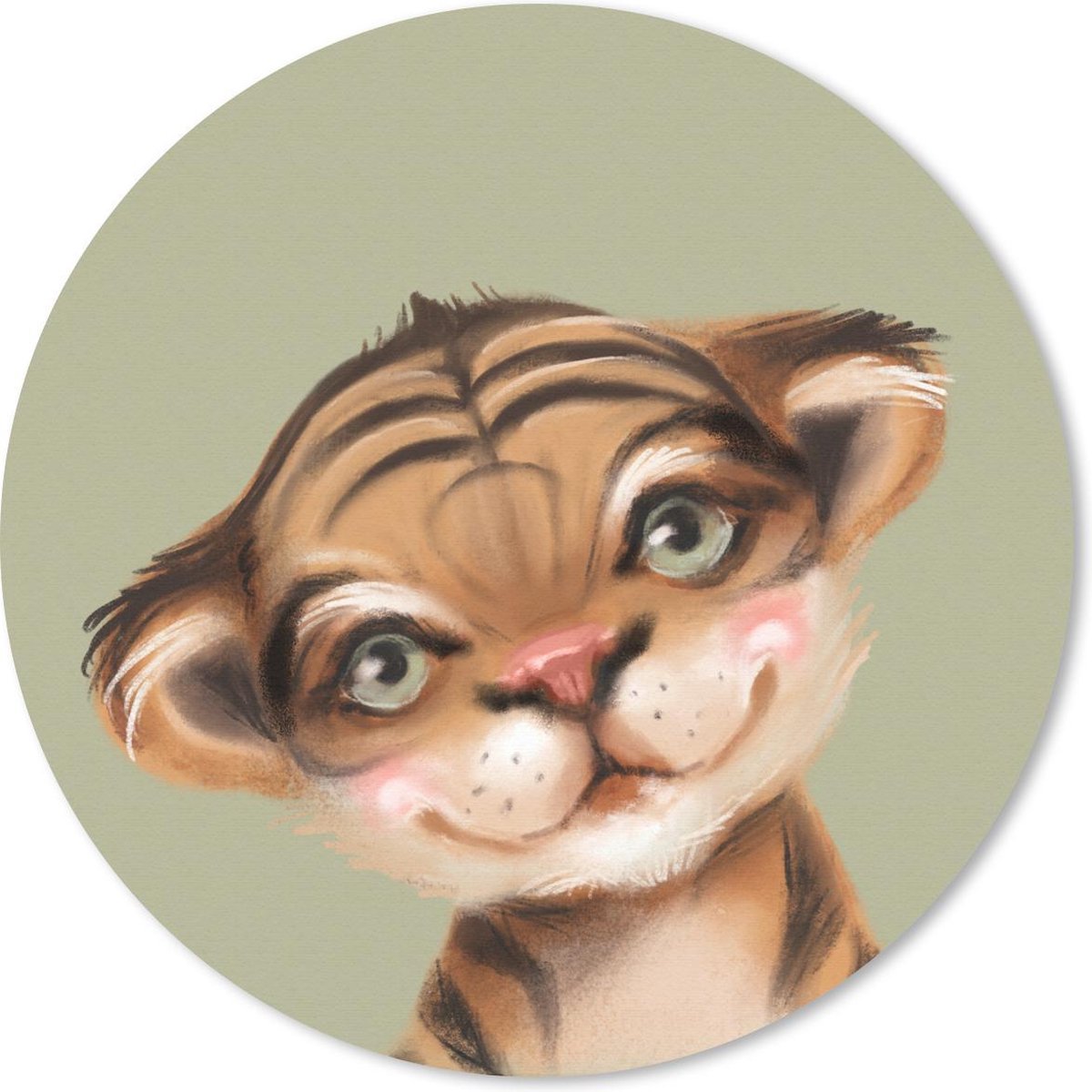 Muismat rond 50x50 cm - Mousepad Tijger - Groen - Jungle - Ronde muismatten