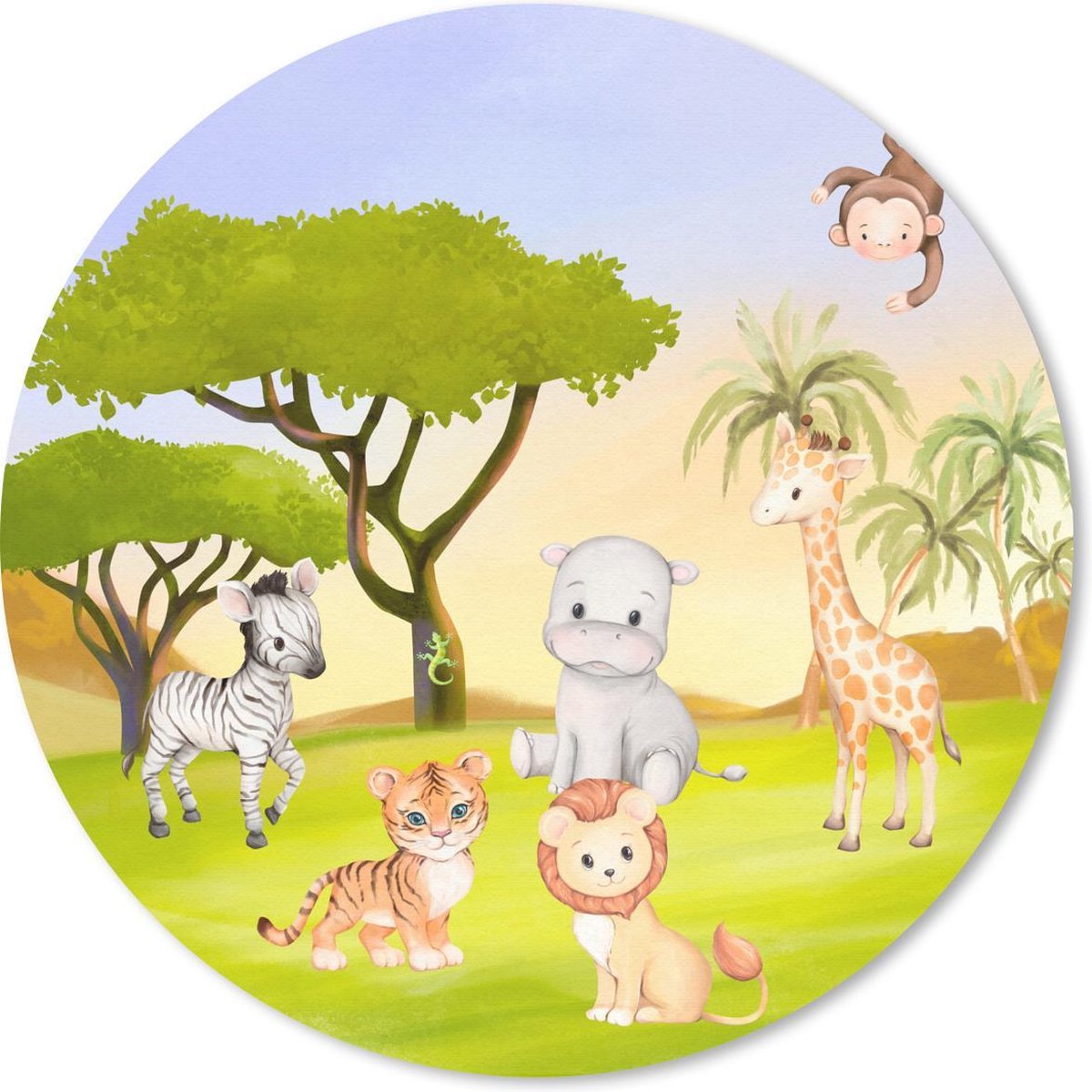 Muismat rond 50x50 cm - Mousepad Jungle - Dieren - Liaan - Ronde muismatten