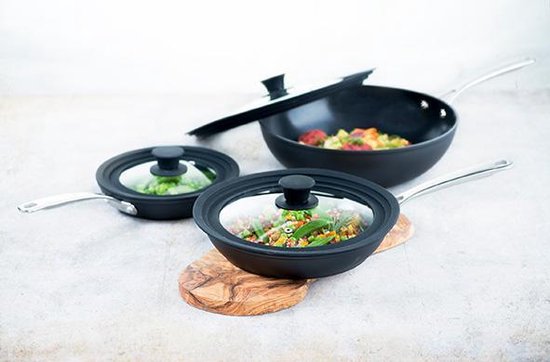 Couvercle Universel Verre + Silicone 28/30/32 Cm – Résistant Chaleur, Anti-Débordement Pour Poêles & Casseroles