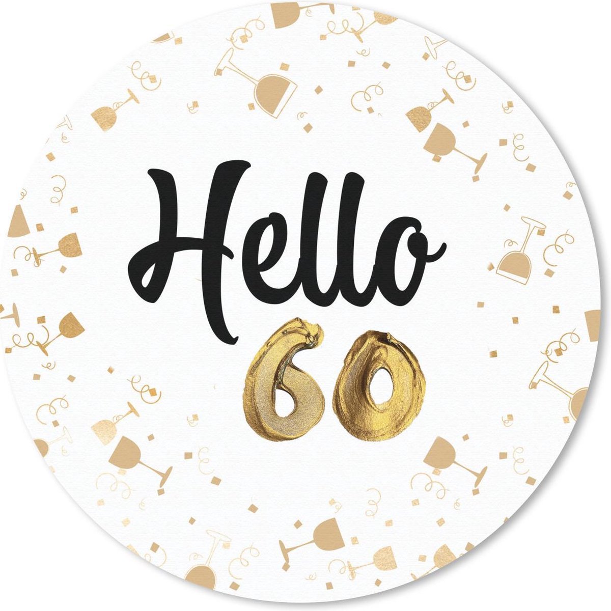 Muismat rond 40x40 cm - Mousepad Jubileum - 60 jaar - Versiering - Ronde muismatten