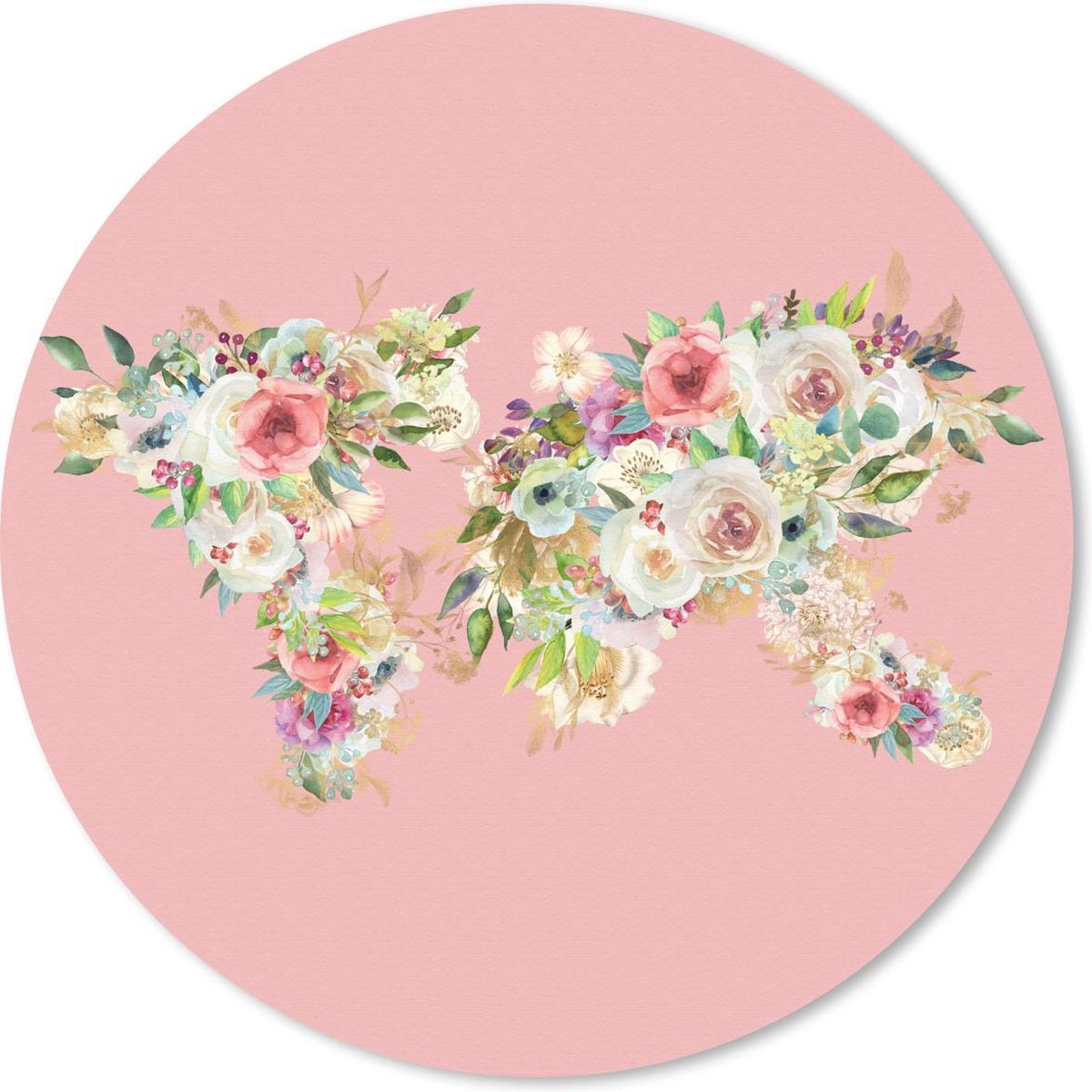 Muismat rond 20x20 cm - Mousepad Wereldkaart - Bloemen - Pastel - Ronde muismatten