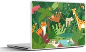 Laptop sticker - 10.1 inch - Jungle - Dieren - Natuur - 25x18cm - Laptopstickers - Laptop skin - Cover