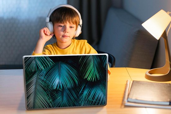 Sticker ordinateur portable - 10,1 pouces - Jungle - Feuilles - Vert - Blauw