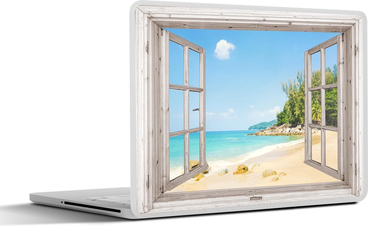 Laptop sticker - 10.1 inch - Doorkijk - Strand - Zand - 25x18cm - Laptopstickers - Laptop skin - Cover