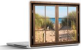 Laptop sticker - 13.3 inch - Doorkijk - Strand - Gras - 31x22,5cm - Laptopstickers - Laptop skin - Cover