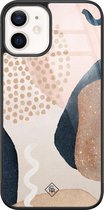 iPhone 12 hoesje glass - Abstract dots | Apple iPhone 12  case | Hardcase backcover zwart