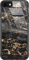 iPhone 8/7 hoesje glass - Marmer grijs brons | Apple iPhone 8 case | Hardcase backcover zwart