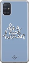 Samsung A71 hoesje siliconen - Be a nice human | Samsung Galaxy A71 case | paars | TPU backcover transparant
