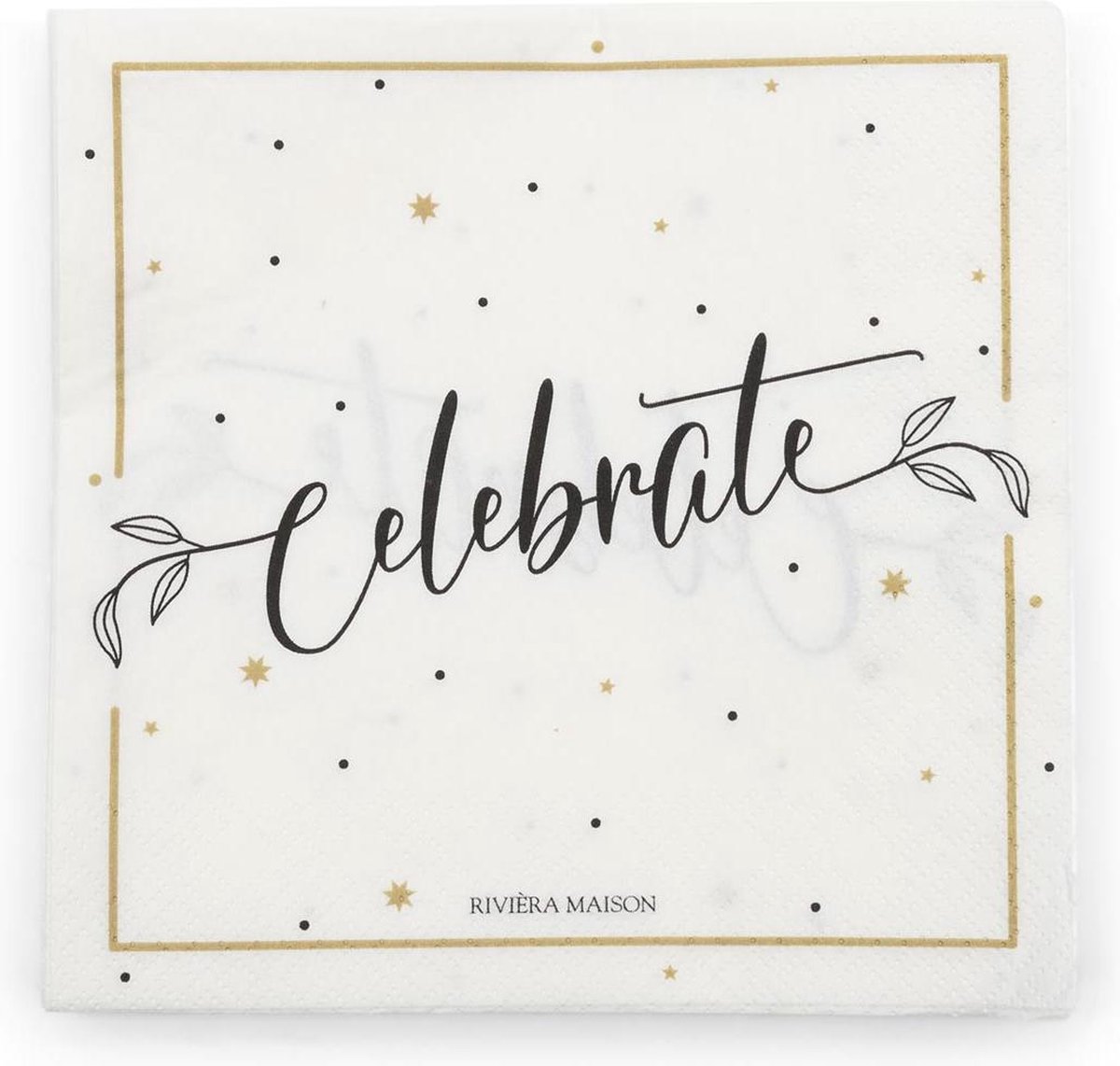 Riviera Maison Paper Napkin Celebrate - Papier - Zwart / Wit - 16.5x16.5x2.0 cm