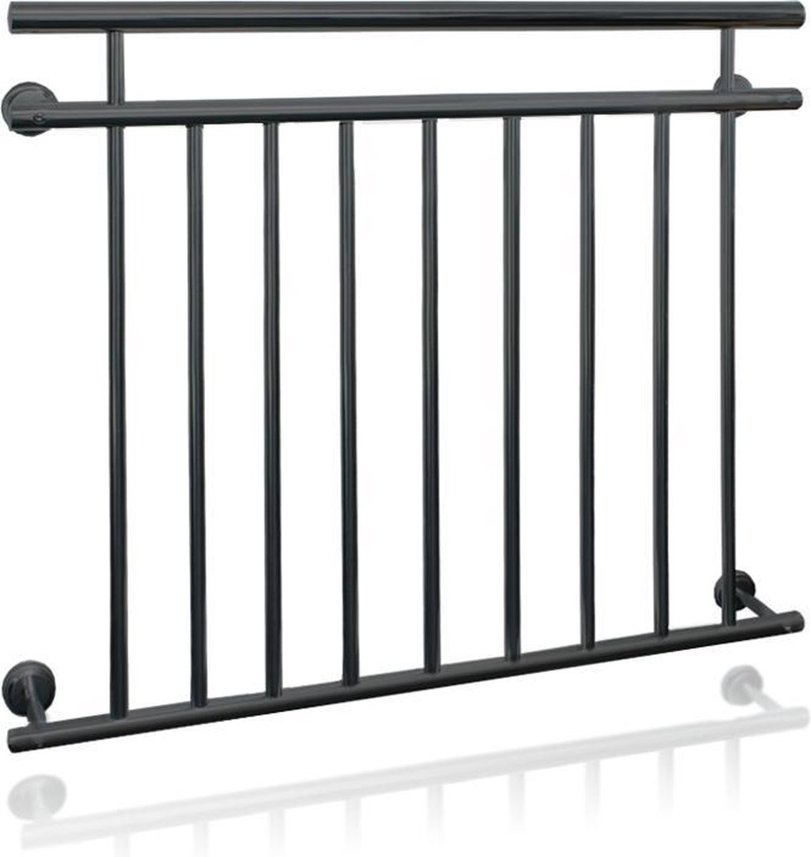 Franse balkonbalustrade 128x90 cm antraciet met 9 gepoedercoate stalen vulstaven