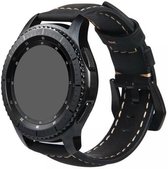 Leer Smartwatch bandje - Geschikt voor  Samsung Gear S3 leren bandje - zwart - Strap-it Horlogeband / Polsband / Armband