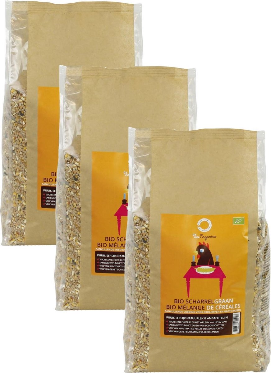 Via Organica Bio Scharrelgraan - Kippenvoer - 3 x 4 kg Bio NL-BIO-01