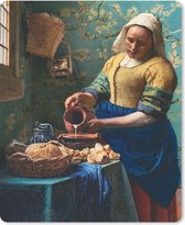 Muismat - Mousepad - Melkmeisje - Amandelbloesem - Van Gogh - Vermeer - Schilderij - Oude meesters - 19x23 cm - Muismatten