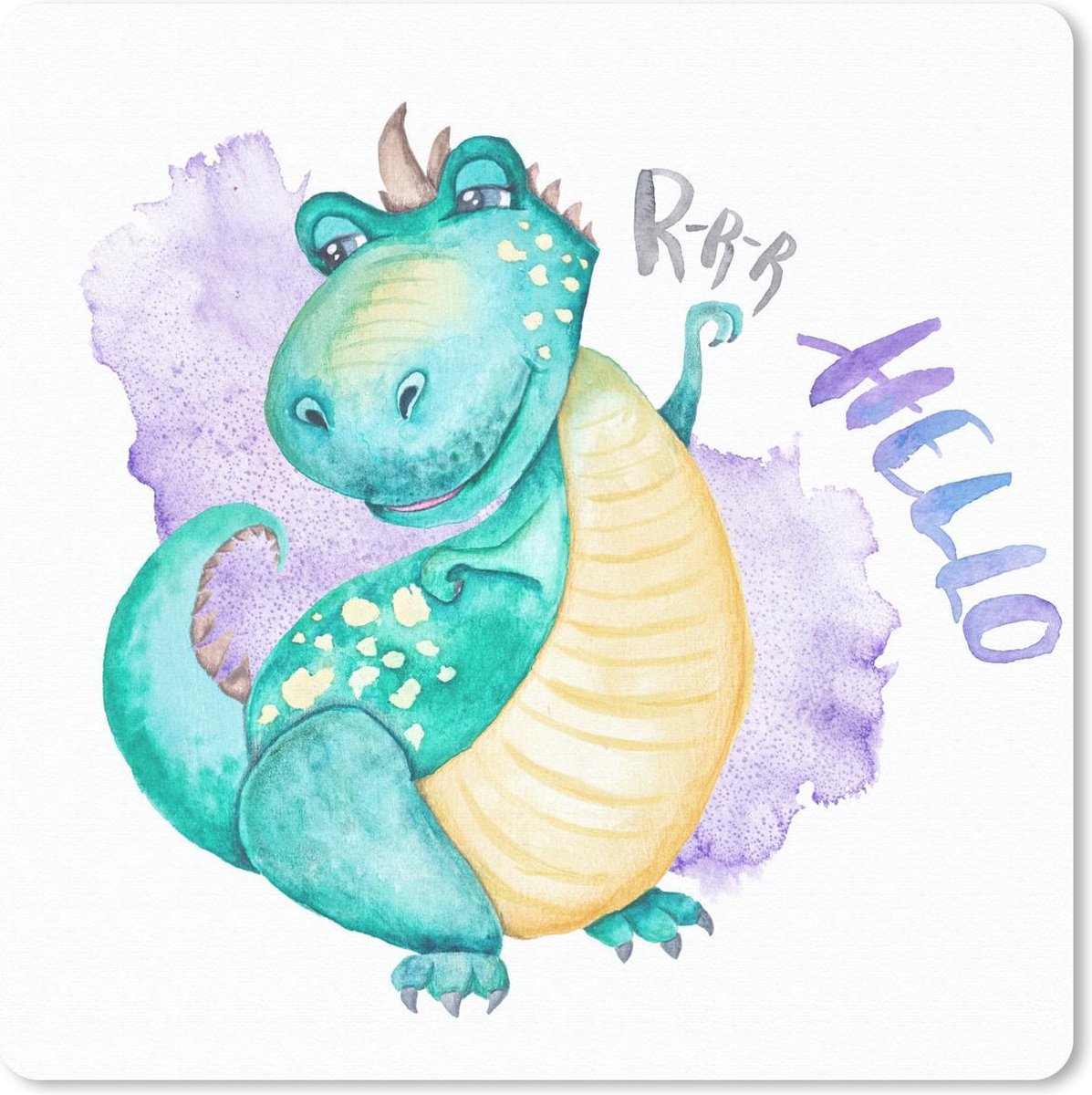 Muismat 30x30 cm - Mousepad Kinderkamer - Blauw - Dinosaurus - Jongens - Meisjes - Kind - Muismatten