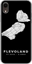 Geschikt voor iPhone XR hoesje - Flevoland - Kaart - Zwart - Siliconen Telefoonhoesje
