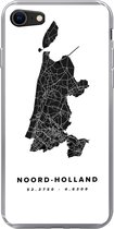 Geschikt voor iPhone 7 hoesje - Noord-Holland - Wegenkaart Nederland - Zwart - Siliconen Telefoonhoesje