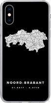 Geschikt voor iPhone X hoesje - Noord-Brabant - Zwart - Wegenkaart Nederland - Siliconen Telefoonhoesje