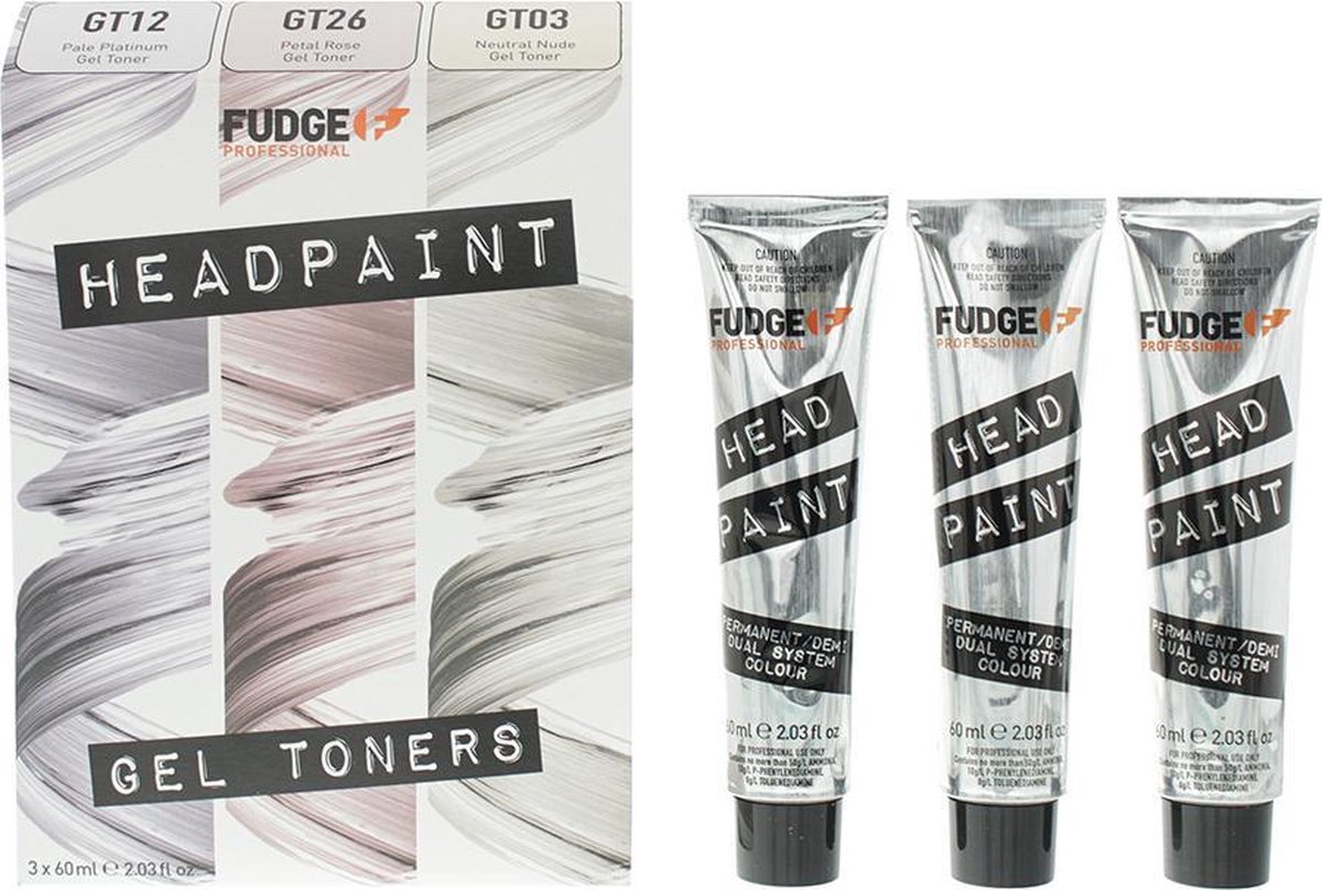 Fudge Professional Head Paint Trio Kit Gel Toner 3 X 60ml Gt03/ Gt12 / Gt26