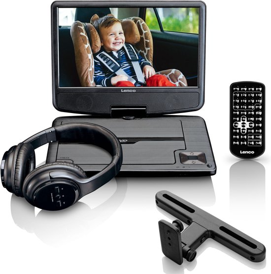 Lenco DVP-947BK - Draagbare DVD-speler 9" met Bluetooth koptelefoon - Zwart  | bol