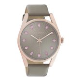 OOZOO Timepieces - Rosé gouden horloge met taupe leren band - C10817 - Ø45
