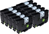 DULA - Brother Compatible Label Tape TZe-211 - 6 mm x 8 m - Zwart op Wit - TZe211 - 10 stuks
